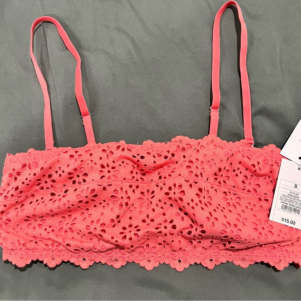 Lace Bralette in Coral Pink
